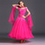 ieftine Sala de bal standard-Rochie de dans de societate pentru femei, roz aprins, cu aplicații florale, cu strasuri, straturi de organza, elegantă, pentru concurs, vals, tango, foxtrot