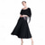 abordables Vêtements de Compétition-Robe de danse de salon pour femme, épaules dénudées, en mousseline, à volants, pour compétition de valse et de tango, avec strass – noire