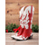 abordables Bottes à la mode-Bottes de cowboy western rouges et blanches pour femmes avec rivet pour Noël, bottes à talons confortables pour les fêtes de fin d'année et les festivités hivernales