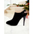 baratos Botas da moda-Botas de cano curto femininas em camurça vermelha - botas elegantes de salto alto com zíper dourado e tira de strass, perfeitas para festas de Natal, jantares festivos ou looks de inverno.