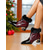 abordables Botines-Botines de piel auténtica para mujer con ribete de piel de visón, tacones de bloque con punta puntiaguda y charol, para fiesta de invierno de lujo. &amp;zapatos de noche