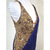 economico abito da competizione-abito da ballo latino da donna, oro e blu, drappeggio asimmetrico, strass, costume da esibizione per rumba, cha cha, paso doble