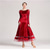 cheap Standard  Ballroom-Velvet Ballroom Dance Dress for Women - Long Sleeve A-Line Gown with Tulle Trim for Competitions, Latin, and Dance Events - Red