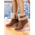 abordables Bottes de neige et d'hiver-bottes compensées à revers duveteux pour femmes, en daim marron avec fermeture éclair et boucle, bottes d'hiver chaudes et confortables pour le temps froid, les sorties décontractées et les fêtes de fin d'année