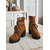 preiswerte Stiefeletten-Braune Damenstiefeletten zum Schnüren mit dickem Absatz und Häkelbesatz, modische Stiefeletten aus Wildlederimitat im Vintage-Stil für lässige Outfits und Outdoor-Events