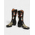 baratos Botas da moda-Botas de cowboy femininas de couro sintético vermelho com bordados e design floral, salto grosso, estilo retrô western, perfeitas para festivais, passeios casuais e natal