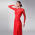 baratos Roupa de Competição-Vestido de dança de salão feminino, veludo preto, malha transparente, manga longa, elegante, tango, rumba, foxtrote, competição, vestido de apresentação