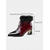 abordables Botines-Botines de piel auténtica para mujer con ribete de piel de visón, tacones de bloque con punta puntiaguda y charol, para fiesta de invierno de lujo. &amp;zapatos de noche