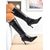 abordables Botas de moda-Botas negras hasta la rodilla para mujer con correas de hebilla con tachuelas y punta puntiaguda, botas de tacón de moda punk gótica para salir por la noche. &amp;fiestas de cosplay