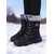 baratos Botas de neve e inverno-Botas de neve femininas de inverno cor de vinho com cano médio e acabamento em pele sintética, botas impermeáveis e isoladas para caminhadas e esqui &amp;tempo frio