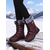 baratos Botas de neve e inverno-Botas de neve femininas de inverno cor de vinho com cano médio e acabamento em pele sintética, botas impermeáveis e isoladas para caminhadas e esqui &amp;tempo frio