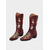 baratos Botas da moda-Botas de cowboy femininas de couro sintético vermelho com bordados e design floral, salto grosso, estilo retrô western, perfeitas para festivais, passeios casuais e natal