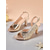 economico Sandali con tacco-scarpe con tacco a spillo e cinturino posteriore con glitter dorati da donna e tacco a blocco spesso: scarpe da festa glamour per la vita notturna e le celebrazioni natalizie