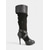 abordables Medieval &amp; Renacimiento-Botas medievales marrones por encima de la rodilla para mujer con tacones de aguja altos y diseño de correa con hebilla, botas de moda de estilo renacentista vintage para fiestas de disfraces, cosplay