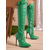 preiswerte Modische Stiefel-Rote Overknee-Stilettostiefel für Damen – High Heels mit Schnalle aus Kunstleder für Partys und das Nachtleben &amp;Weihnachtsfeiern