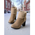 abordables Botas de moda-Botas de tacón de ante verde para mujer con puño de piel sintética, tacón grueso moderno, perfectas para vacaciones de invierno, fiestas navideñas y ocasiones festivas.