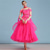 ieftine Sala de bal standard-Rochie de dans de societate pentru femei, roz aprins, cu aplicații florale, cu strasuri, straturi de organza, elegantă, pentru concurs, vals, tango, foxtrot