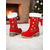 abordables Botas de nieve e invierno-Botas de nieve navideñas para mujer: botas de terciopelo rojo con copos de nieve bordados con forro de piel, tacón alto para fiestas navideñas, eventos invernales y ocasiones festivas.