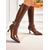 abordables Botas de moda-Botas negras hasta la rodilla para mujer con correas de hebilla con tachuelas y punta puntiaguda, botas de tacón de moda punk gótica para salir por la noche. &amp;fiestas de cosplay