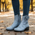 abordables Bottines-Bottines en cuir rouge pour femme avec appliqués floraux – bottines courtes vintage à talon moyen pour tenues décontractées et habillées