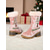 abordables Botas de nieve e invierno-Botas de nieve navideñas para mujer: botas de terciopelo rojo con copos de nieve bordados con forro de piel, tacón alto para fiestas navideñas, eventos invernales y ocasiones festivas.