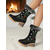 abordables Botas de nieve e invierno-Botas de nieve navideñas para mujer: botas de terciopelo rojo con copos de nieve bordados con forro de piel, tacón alto para fiestas navideñas, eventos invernales y ocasiones festivas.