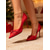 abordables Pompes Classiques-Escarpins à talons aiguilles en satin rouge pour femme avec nœud en strass - Chaussures élégantes pour la vie nocturne et les fêtes de Noël