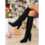 cheap Fashion Boots-Women's Red Suede Slouch Knee High Boots with Block Heels, Chic Winter Fashion Footwear for Christmas Parties, Holiday Outfits &amp; Daily Wear