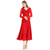 baratos Salão de Dança Padrão-vestido vermelho com babados para dança de salão feminina - vestido longo de manga comprida em linha A para competições, dança latina e eventos de dança