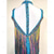 economico abito da competizione-vestito da ballo latino da donna con frange arcobaleno e strass blu, costume da competizione per samba cha cha jive