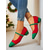 ieftine Pantofi de Crăciun pentru femei-Pantofi Mary Jane roșii și verzi pentru femei, cu toc jos, pantofi retro de Crăciun în culori contrastante, pentru petreceri și ținute festive de iarnă