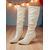 cheap Fashion Boots-Women's Brown Faux Leather Knee High Boots - Pointed Toe Stiletto Heel Slouchy Style Boots for Nightlife Party &amp; Clubwear