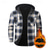 billige flanellskjorter-Herre Shacket Skjorte jakke Vinterjakke Ruter Feriereise Dagligdagstøy Rød Himmelblå Mørkegrønn Oransje Langermet Med hette Høst Vinter Klær Lomme foran