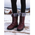 baratos Botas de neve e inverno-Botas de neve femininas de inverno cor de vinho com cano médio e acabamento em pele sintética, botas impermeáveis e isoladas para caminhadas e esqui &amp;tempo frio