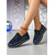 abordables Zapatillas de mujer-Mocasines de plataforma con diamantes de imitación dorados y negros para mujer, zapatos de fiesta con suela gruesa y brillantes para la vida nocturna. &amp;trajes de club