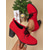 ieftine Pantofi cu toc gros-Pantofi verzi cu toc și șireturi pentru femei – pantofi eleganți cu toc bloc pentru Crăciun, petreceri, ieșiri casual și modă de iarnă