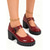 baratos Sapatos Mary Jane-Sapatos Mary Jane plataforma de couro envernizado bordô femininos – sapatos góticos de salto grosso com fivela para festas de Halloween e fantasias de cosplay