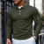 cheap Men's Classic Polo-Men's Waffle Polo Shirts Textured Street Casual Lapel Long Sleeve Basic Modern Plain Textured Patchwork Buttons Spring Fall All Seasons Regular Fit Black White Army Green Gray Waffle Polo Shirts