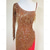 abordables vestido de competición-Vestido de baile latino de un solo hombro con flecos y cuentas de cristal, traje de baile de salsa y tango en dorado y rosa.