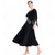 abordables Vêtements de Compétition-Robe de danse de salon pour femme, épaules dénudées, en mousseline, à volants, pour compétition de valse et de tango, avec strass – noire