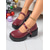 preiswerte Mary Jane Pumps-Burgunderrote Mary-Jane-Plateauschuhe für Damen mit Schnallenriemen, klobiger Sohle, lässiger und schicker Stil für Winter, Weihnachten und den Alltag