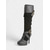 abordables Medieval &amp; Renacimiento-Botas medievales marrones por encima de la rodilla para mujer con tacones de aguja altos y diseño de correa con hebilla, botas de moda de estilo renacentista vintage para fiestas de disfraces, cosplay