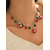 abordables Collier pour femme-Collier de Noël en alliage pour femme avec cloches rouges et vertes, ornement de flocon de neige, parfait pour la mode des fêtes et les cadeaux festifs