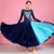 baratos Roupa de Competição-Vestido de dança de salão feminino com bordado floral em camadas de malha elegante para competição de valsa, tango e foxtrote – azul marinho &amp;azul claro