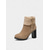 abordables Botas de moda-Botas de tacón de ante verde para mujer con puño de piel sintética, tacón grueso moderno, perfectas para vacaciones de invierno, fiestas navideñas y ocasiones festivas.