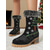 abordables Botas de nieve e invierno-Botas de nieve navideñas para mujer: botas de terciopelo rojo con copos de nieve bordados con forro de piel, tacón alto para fiestas navideñas, eventos invernales y ocasiones festivas.