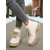 abordables Botas de combate-Botines blancos de mujer con cordones y suela gruesa, ideales para el invierno, Navidad, estilo urbano y salidas informales.