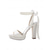 abordables Dama de honor-Tacones de plataforma de satén rosa para mujer con tira de perla en el tobillo y lazo: elegantes sandalias de tacón alto para cócteles y eventos formales.