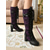 baratos Vitoriano &amp; Eduardo-Botas femininas de cano alto com cadarço preto e roxo, salto grosso e detalhe de laço, estilo gótico vitoriano dos anos 1920, botas da moda para cosplay, Halloween &amp;roupa de festa