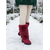 preiswerte Schnee- und Winterstiefel-Burgunderrote Winterstiefel aus Kunstfell bis zur Wadenmitte für Damen – warme Schneestiefel im Weihnachtsmann-Stil für Weihnachten, Feiertagsoutfits und Outdoor-Bekleidung